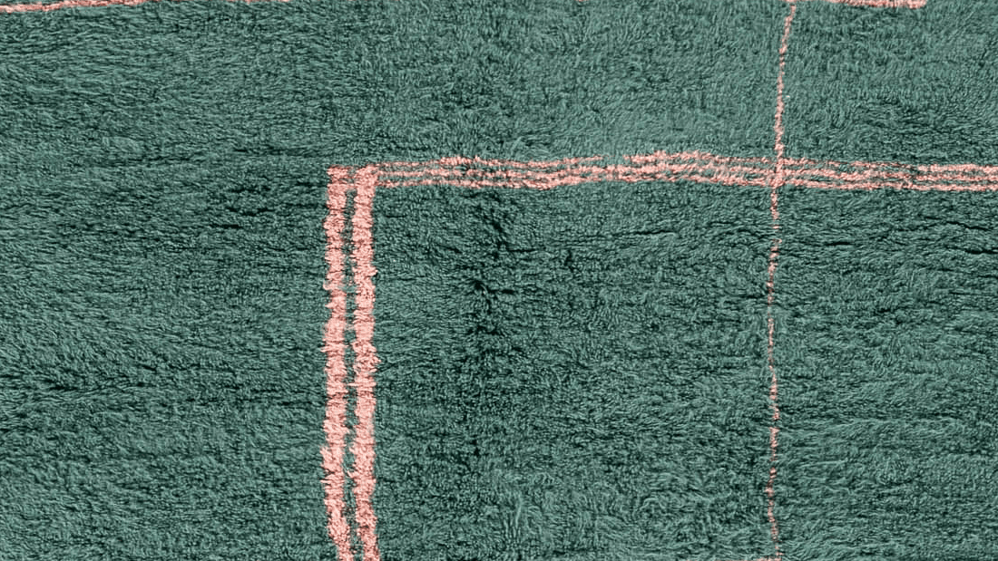 Green Pink Grid Beni Ourain Rug