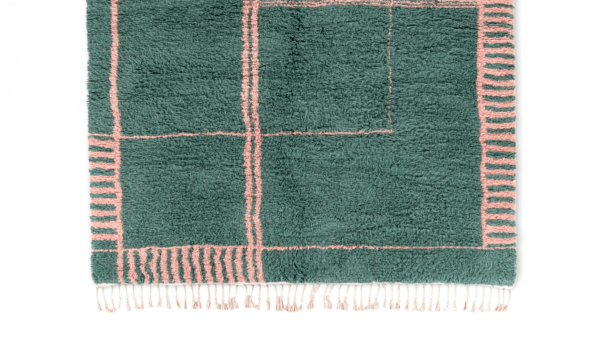 Green Pink Grid Beni Ourain Rug