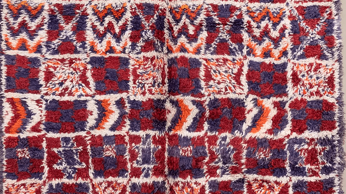 Handmade Wool Boujad Rug Custom Size Boho Living Room