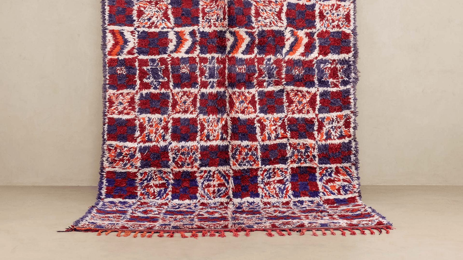 Handmade Wool Boujad Rug Custom Size Boho Living Room