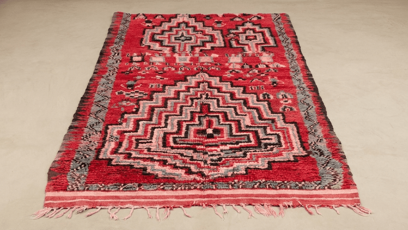 Handmade Wool Boujad Rug Custom Size Boho Living Room Decor