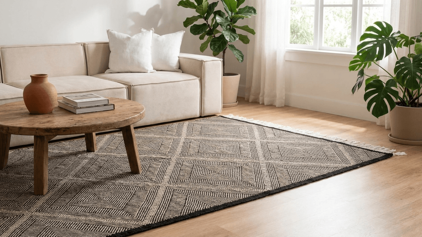 Neutral Diamond Kilim Taznakht Rug