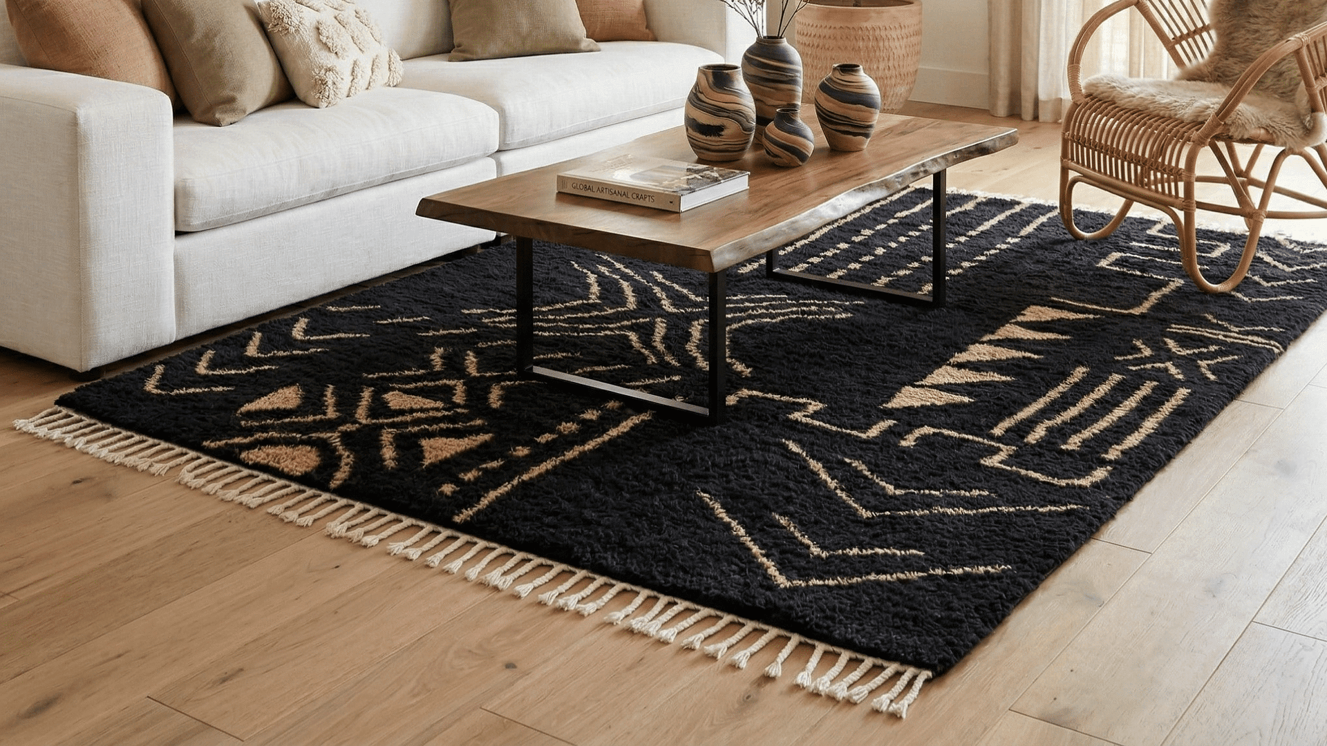 Handmade Wool Rug  Boho Living Room Decor