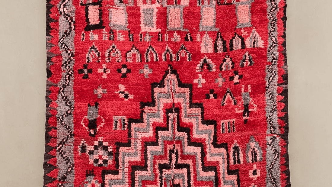 Handmade Wool Boujad Rug Custom Size Boho Living Room Decor