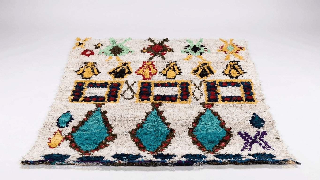 Handmade Wool Boucherouite Rug Custom Size Boho Living Room Decor