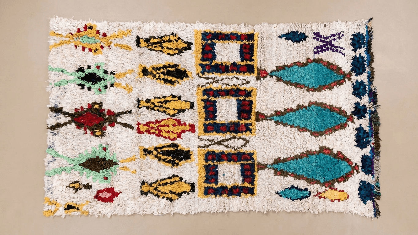 Handmade Wool Boucherouite Rug Custom Size Boho Living Room Decor