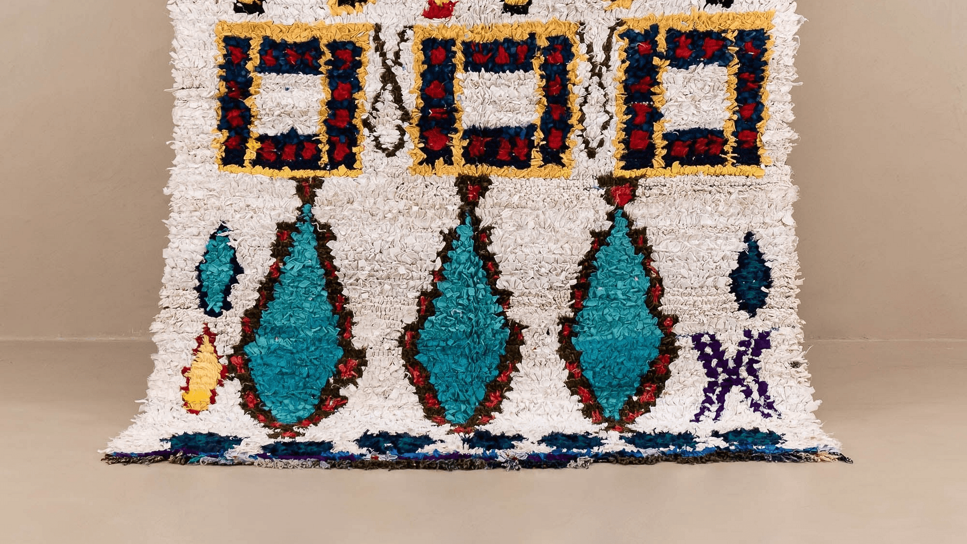 Handmade Wool Boucherouite Rug Custom Size Boho Living Room Decor