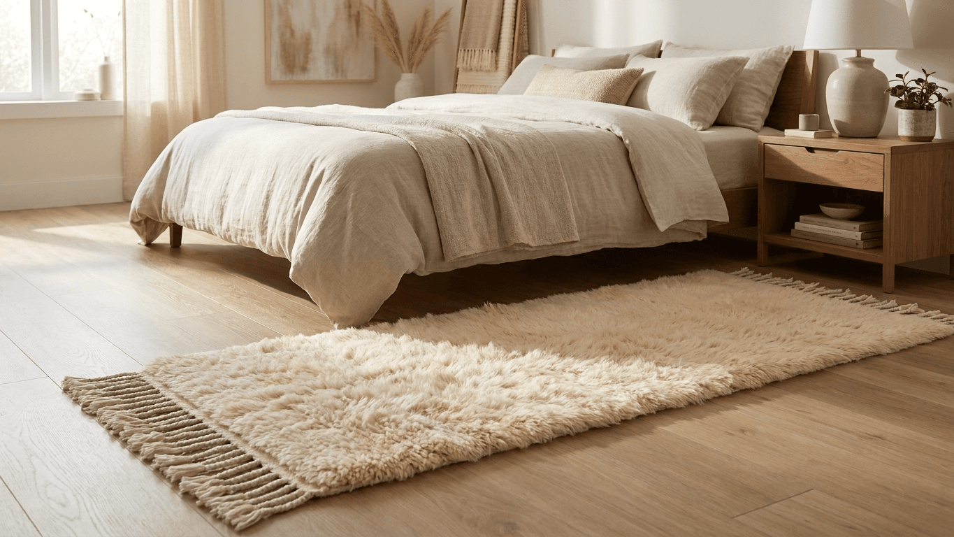 Moroccan Rug Handmade Wool - Ivory Neutral Runner Boho Minimalist Area Rug for Bedroom Hallway Beni Mrirt