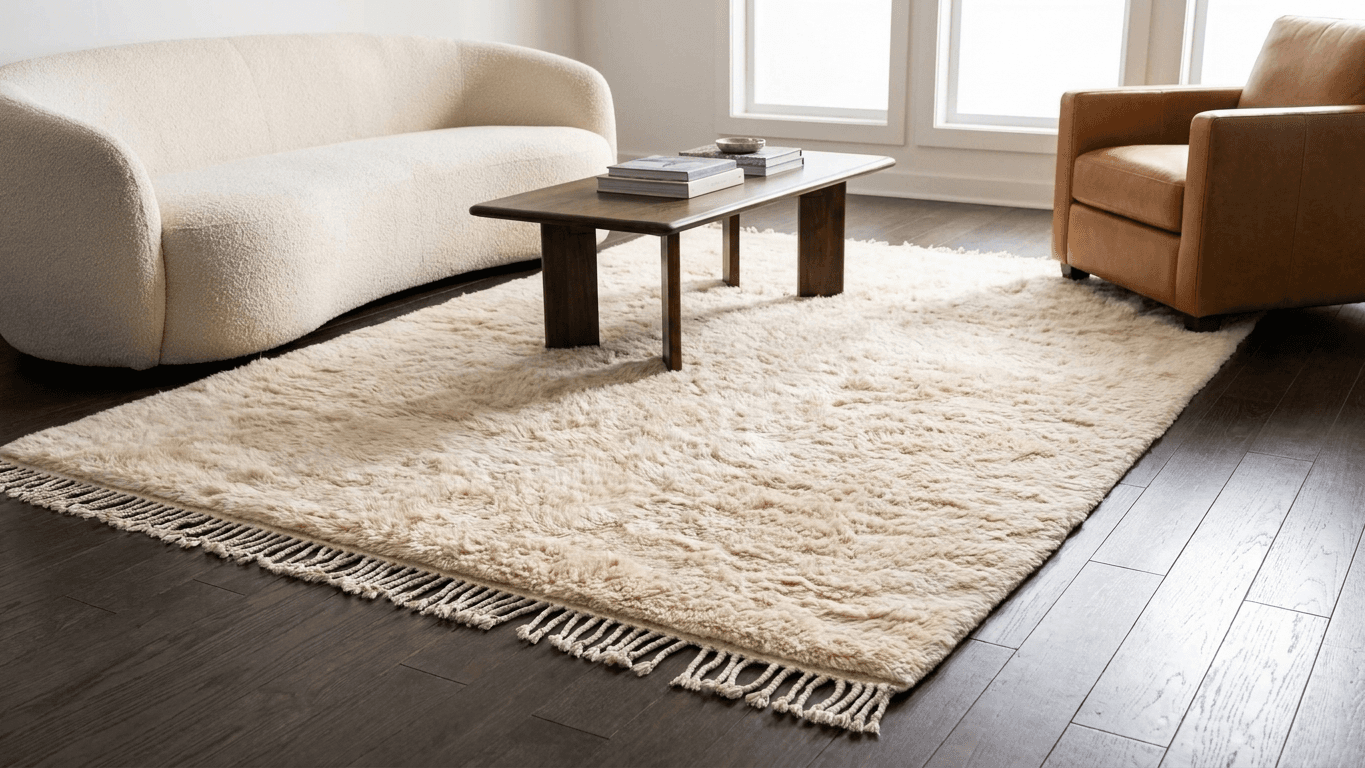 Handmade Beni Mrirt Wool Rug  Boho Decor Living Room