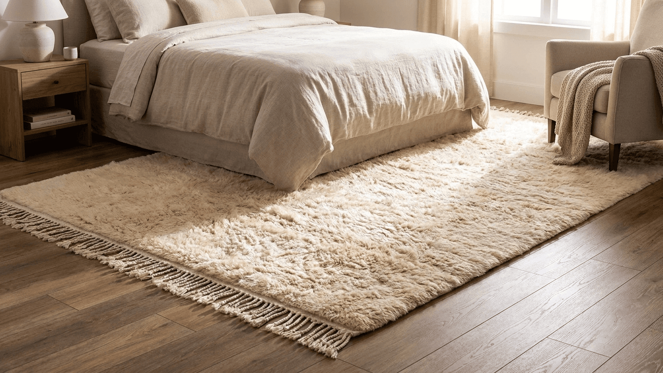 Handmade Beni Mrirt Wool Rug  Boho Decor Living Room