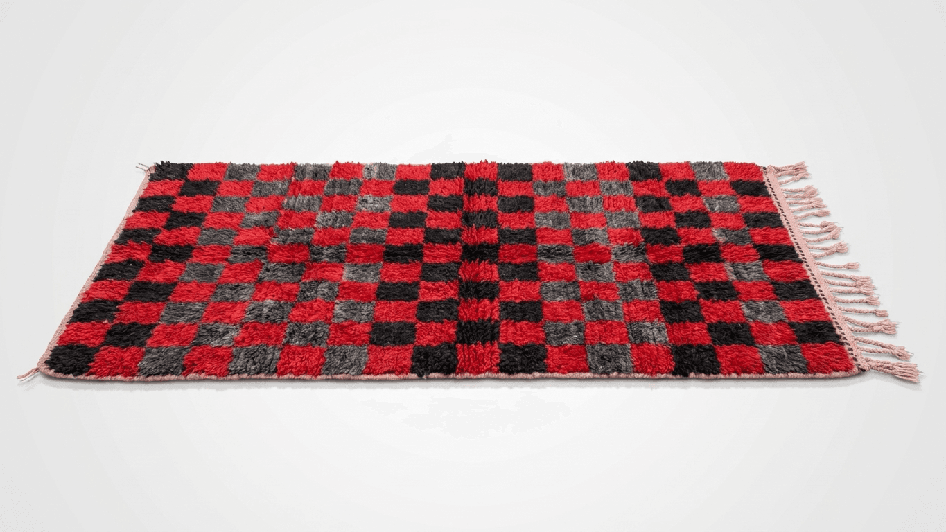 Handmade Wool Boujad Rug Custom Size Boho Bedroom Decor