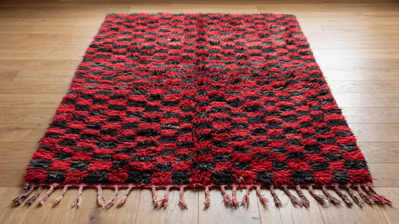Handmade Wool Boujad Rug Custom Size Boho Bedroom Decor