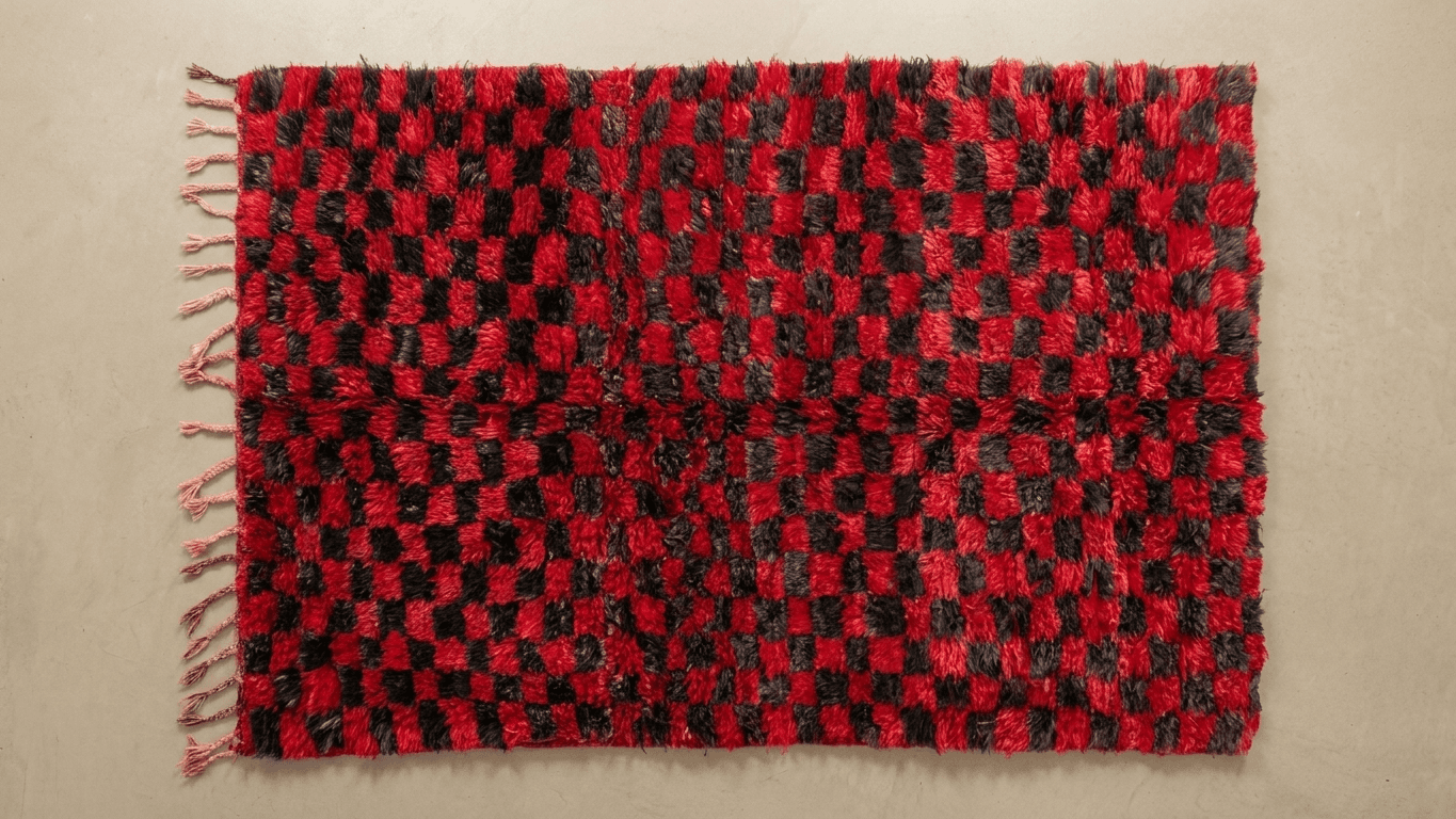 Handmade Wool Boujad Rug Custom Size Boho Bedroom Decor