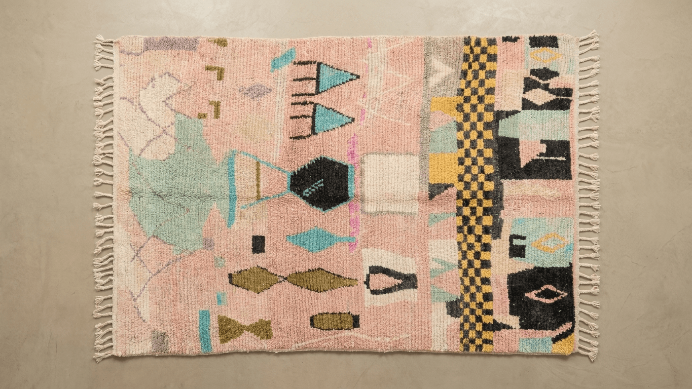 Handmade Wool Boujad Rug Boho Decor Custom Size
