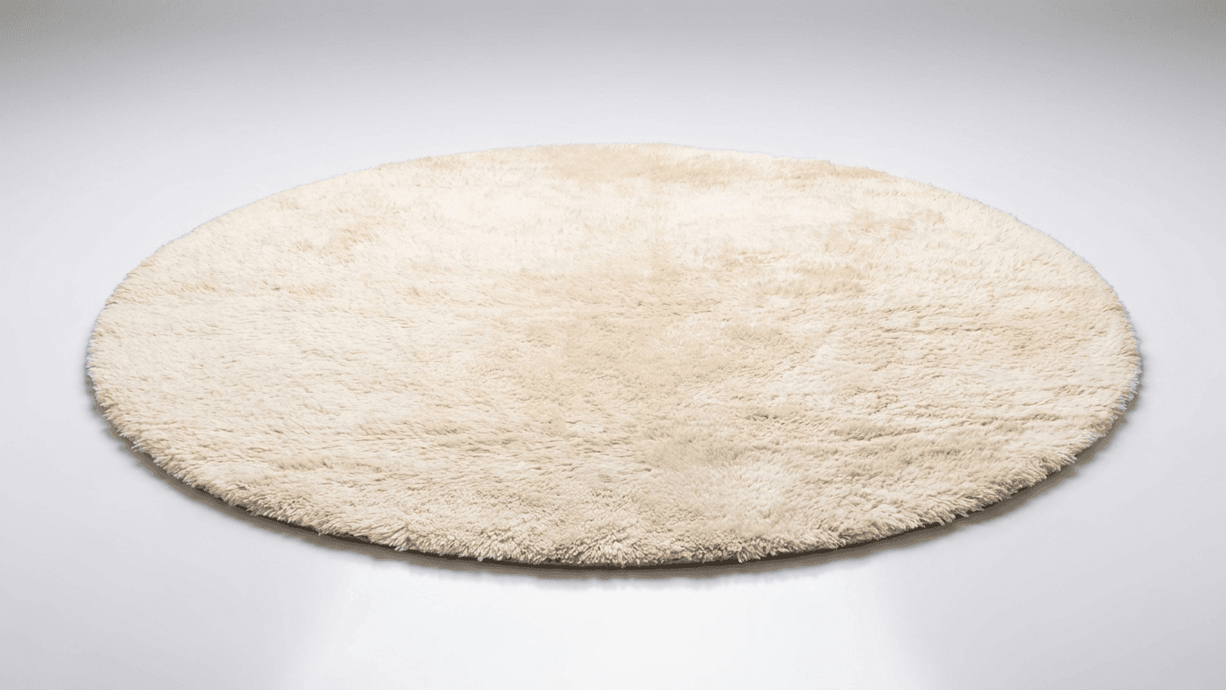 Moroccan Rug Handmade Wool  Round - Ivory Neutral Plush Boho Area Rug for Living Room Bedroom Beni Mrirt