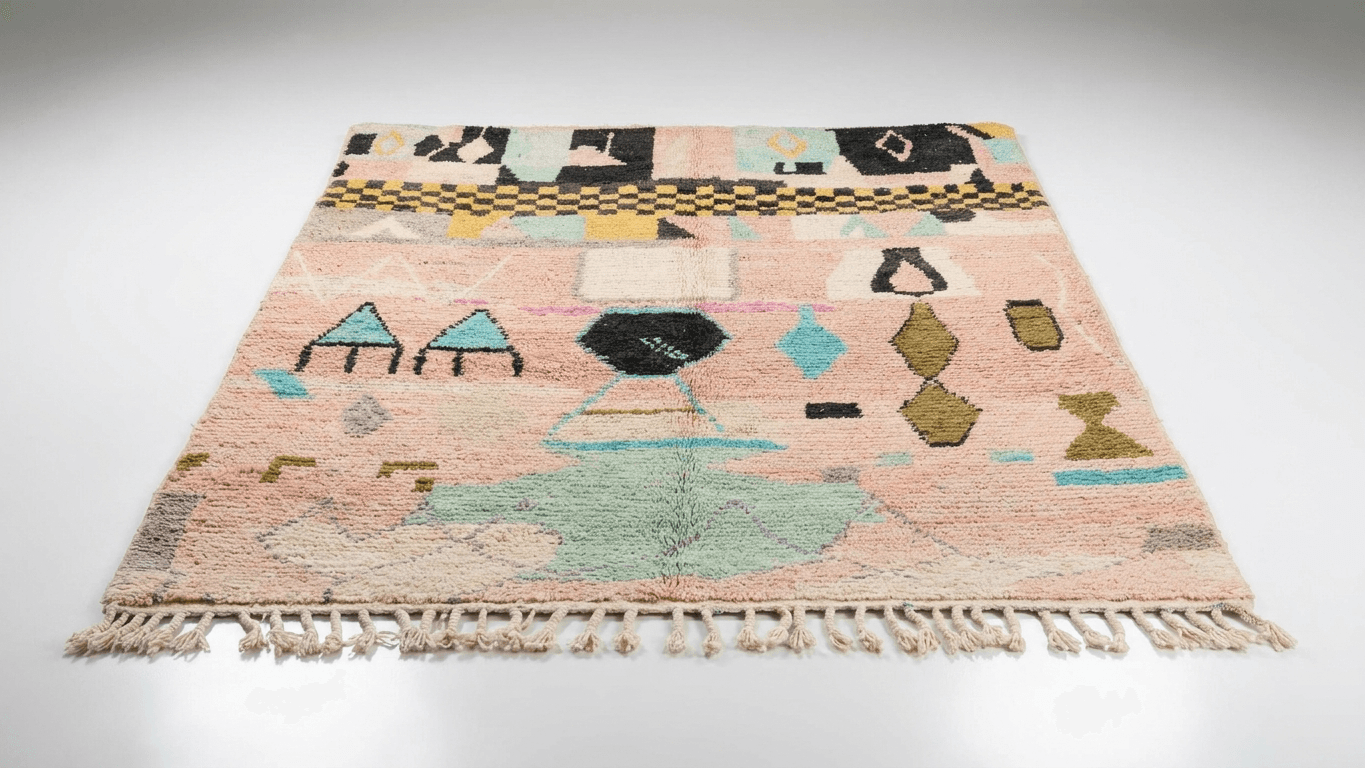 Handmade Wool Boujad Rug Boho Decor Custom Size