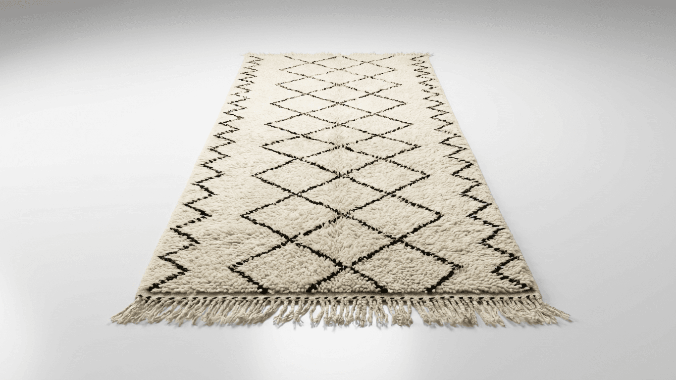 Neutral Geometric Runner Beni Ourain Rug