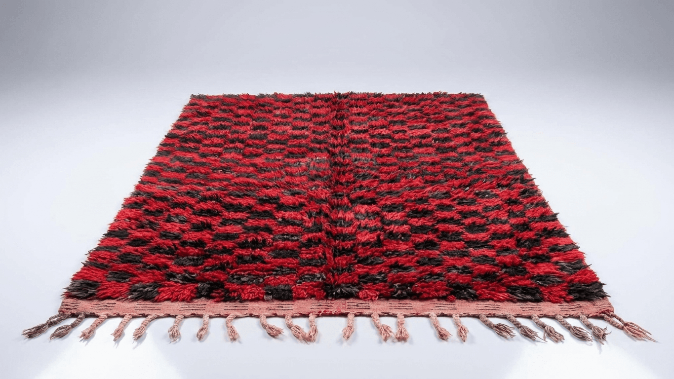 Handmade Wool Boujad Rug Custom Size Boho Bedroom Decor