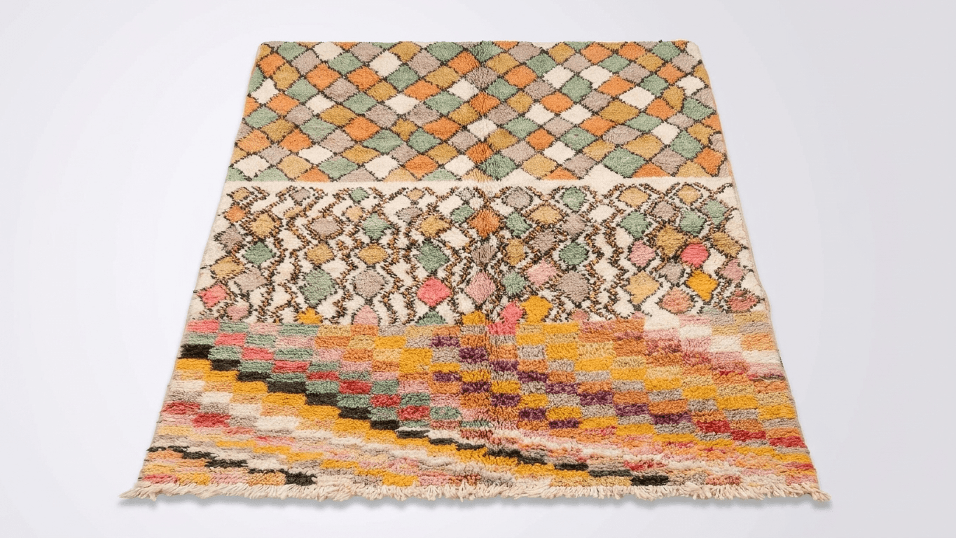 Handmade Wool Boujad Rug Custom Size Boho Decor Living Room
