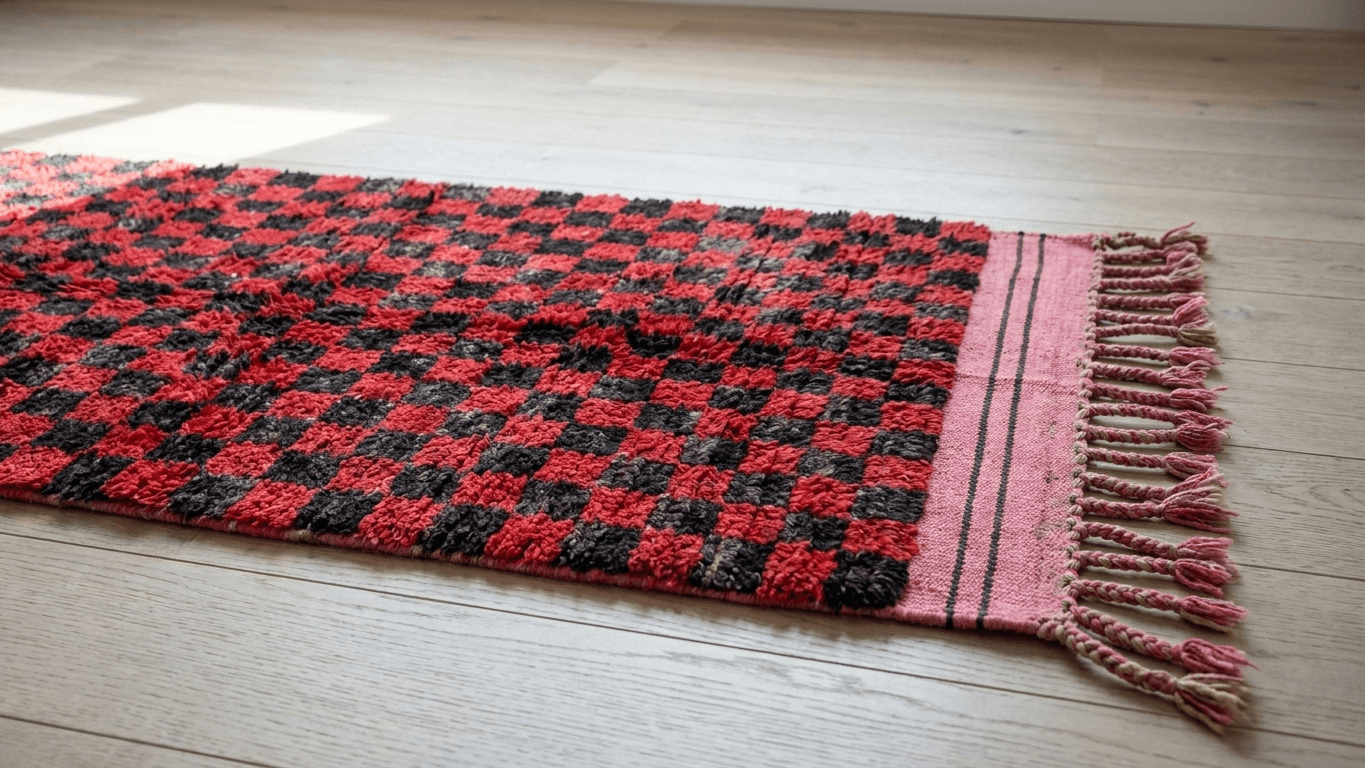 Handmade Wool Boujad Rug Custom Size Boho Bedroom Decor