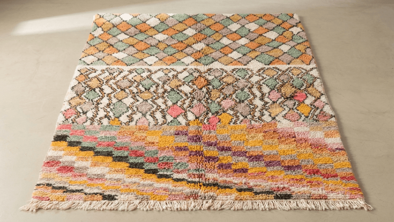 Handmade Wool Boujad Rug Custom Size Boho Decor Living Room