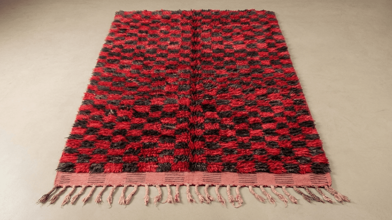 Handmade Wool Boujad Rug Custom Size Boho Bedroom Decor