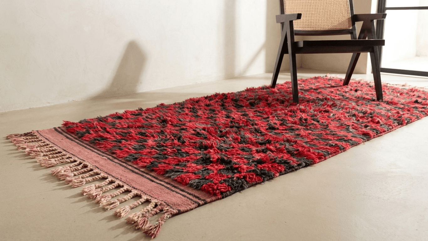 Handmade Wool Boujad Rug Custom Size Boho Bedroom Decor