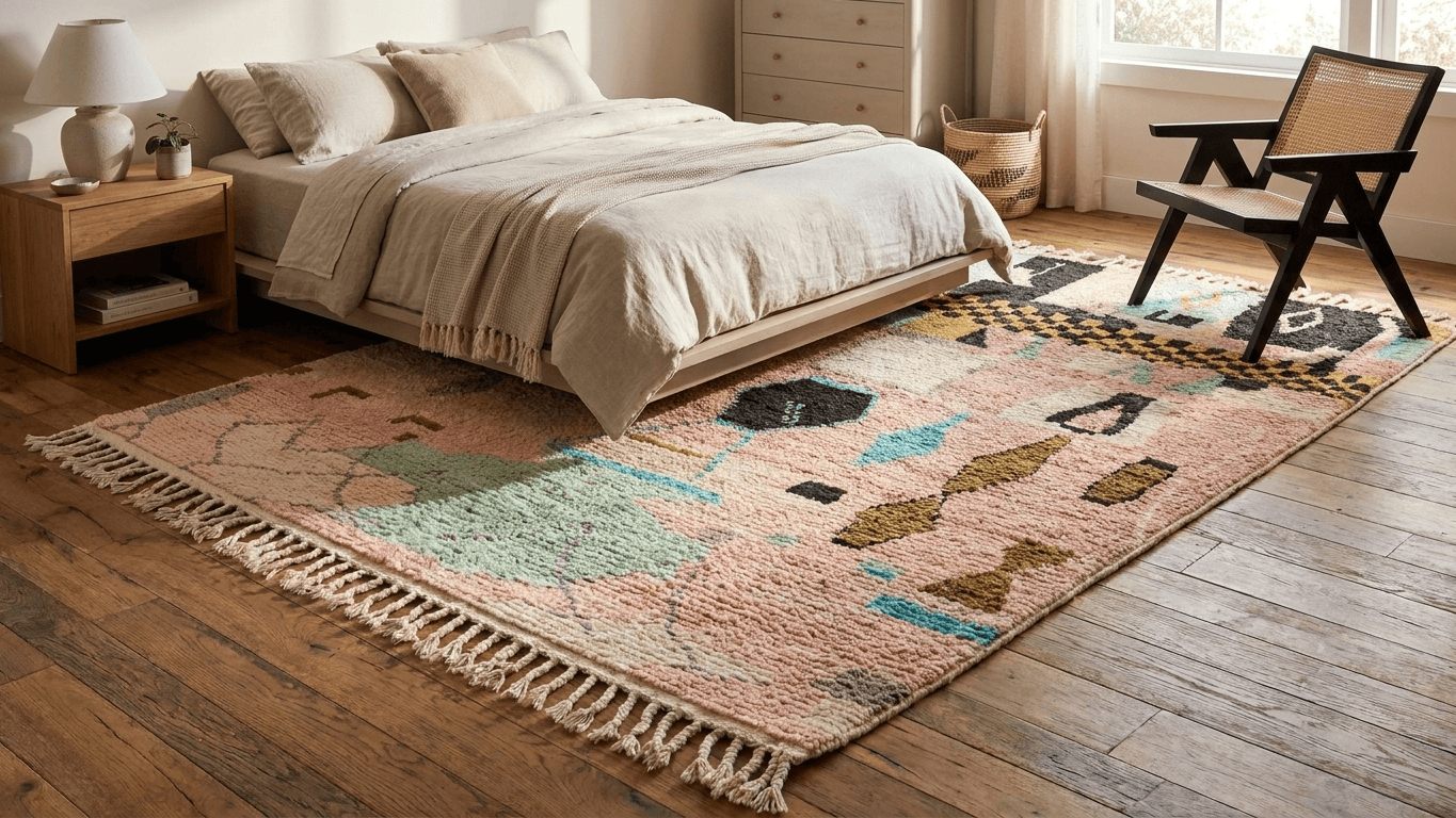 Handmade Wool Boujad Rug Boho Decor Custom Size