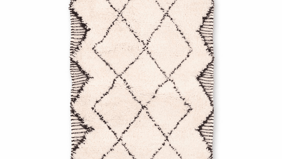Neutral Geometric Runner Beni Ourain Rug