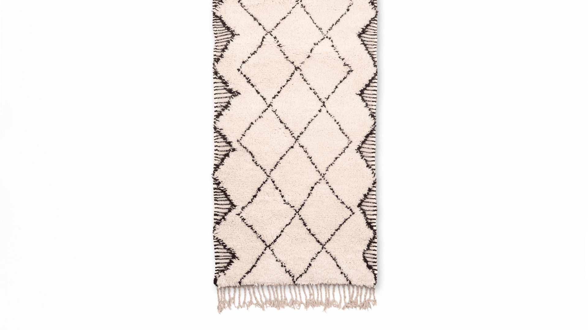 Neutral Geometric Runner Beni Ourain Rug