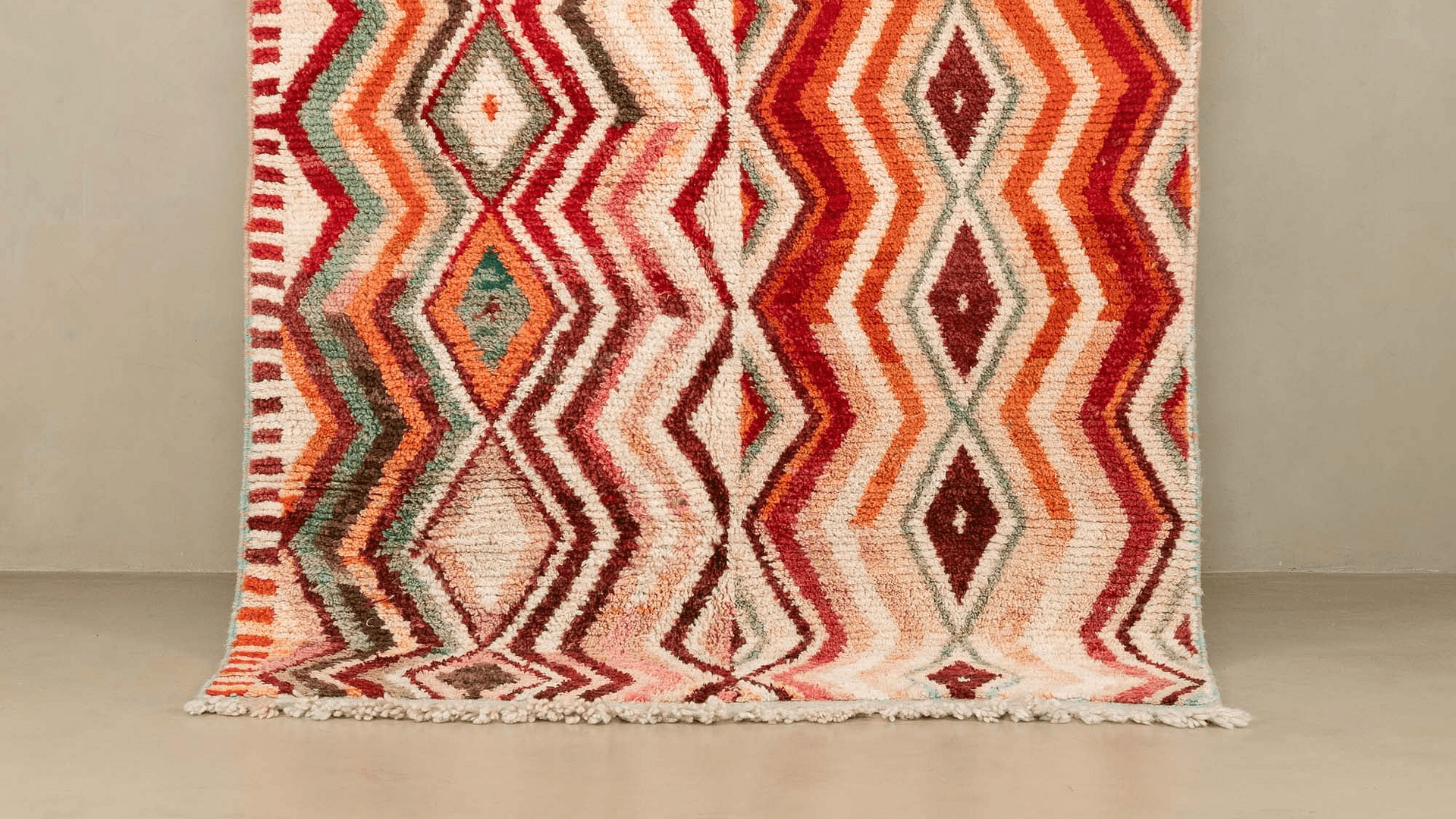 Moroccan Rug Handmade Wool   Ivory Neutral Colorful Boho Area Rug for Living Room Bedroom - Boujad