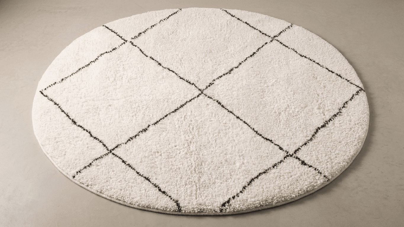 Ivory Crosshatch Round Beni Ourain Rug