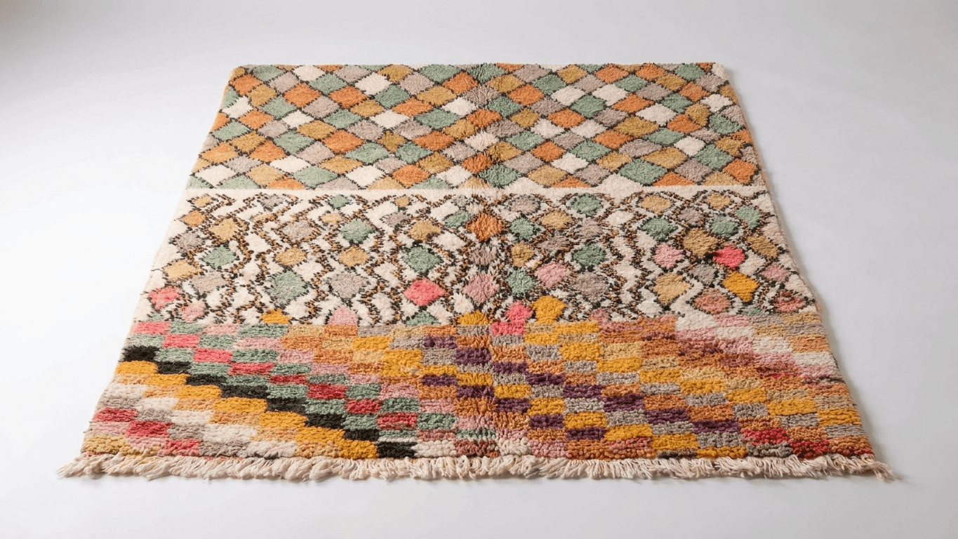 Handmade Wool Boujad Rug Custom Size Boho Decor Living Room