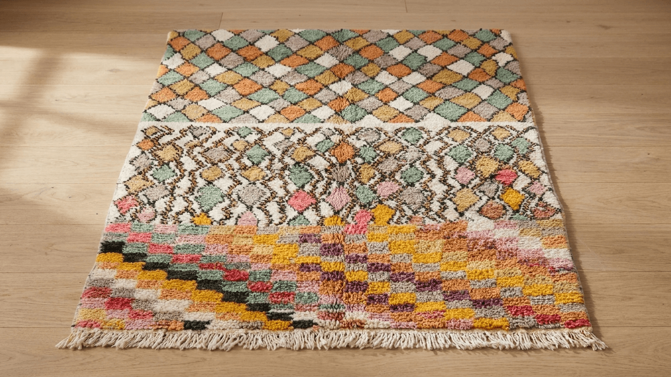Handmade Wool Boujad Rug Custom Size Boho Decor Living Room