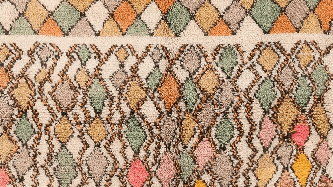 Handmade Wool Boujad Rug Custom Size Boho Decor Living Room