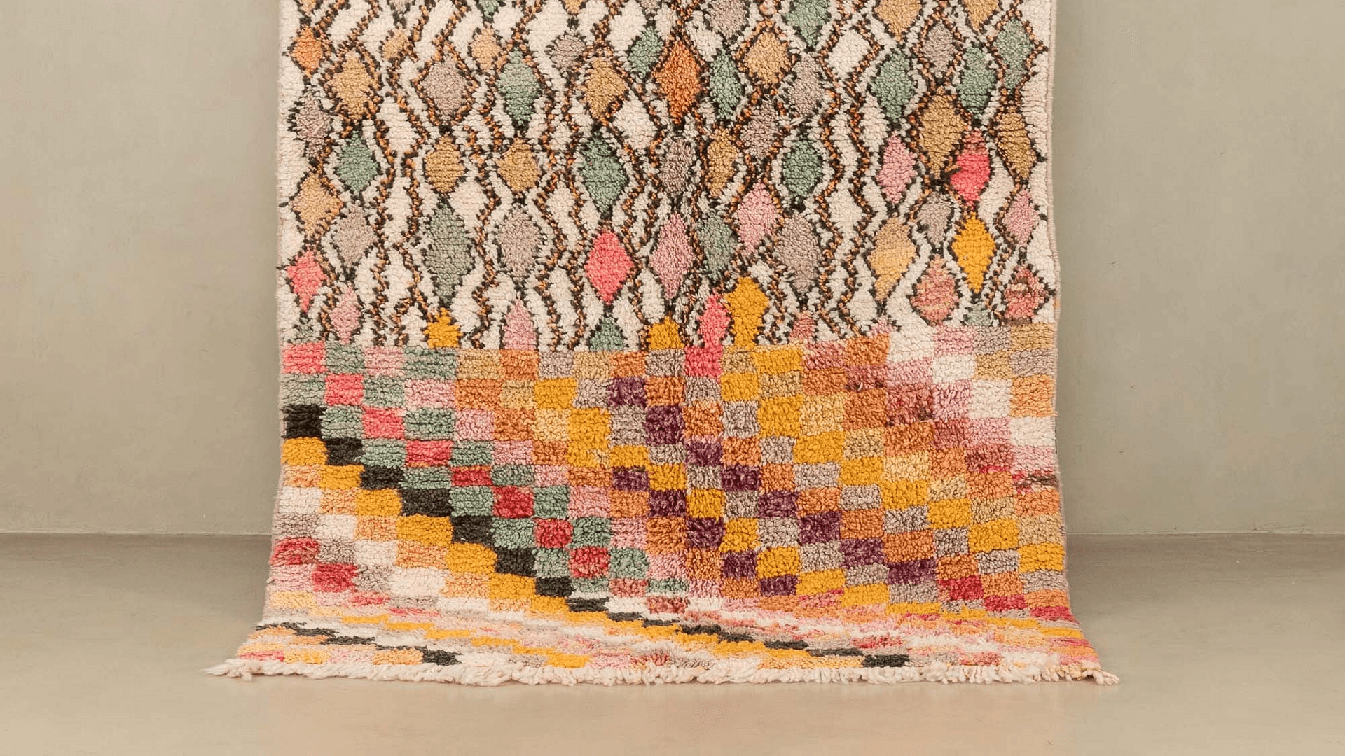 Handmade Wool Boujad Rug Custom Size Boho Decor Living Room