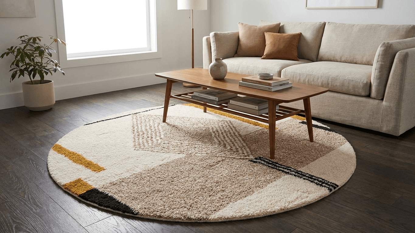 Neutral Geometric Beni Ourain Rug
