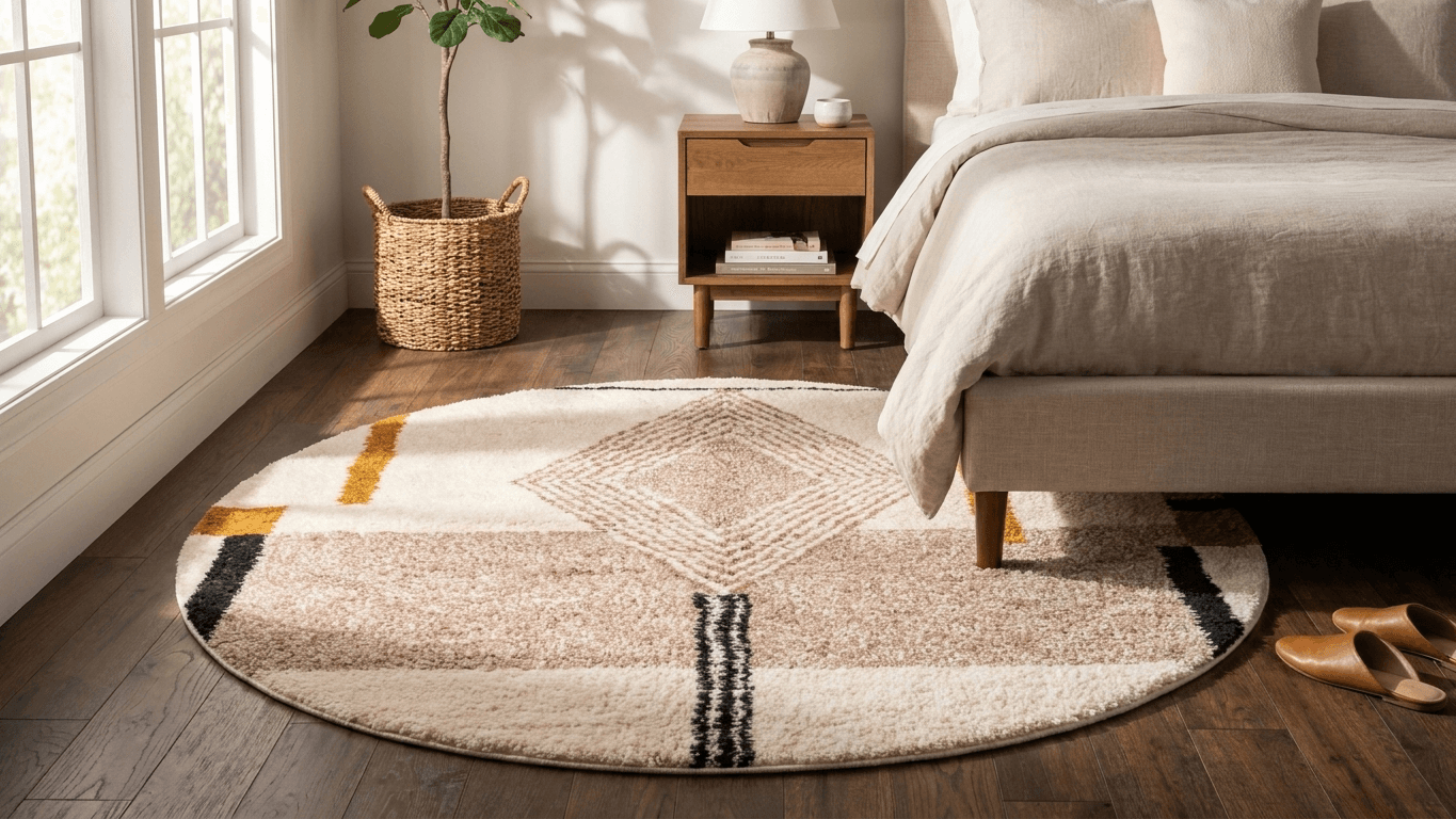 Neutral Geometric Beni Ourain Rug
