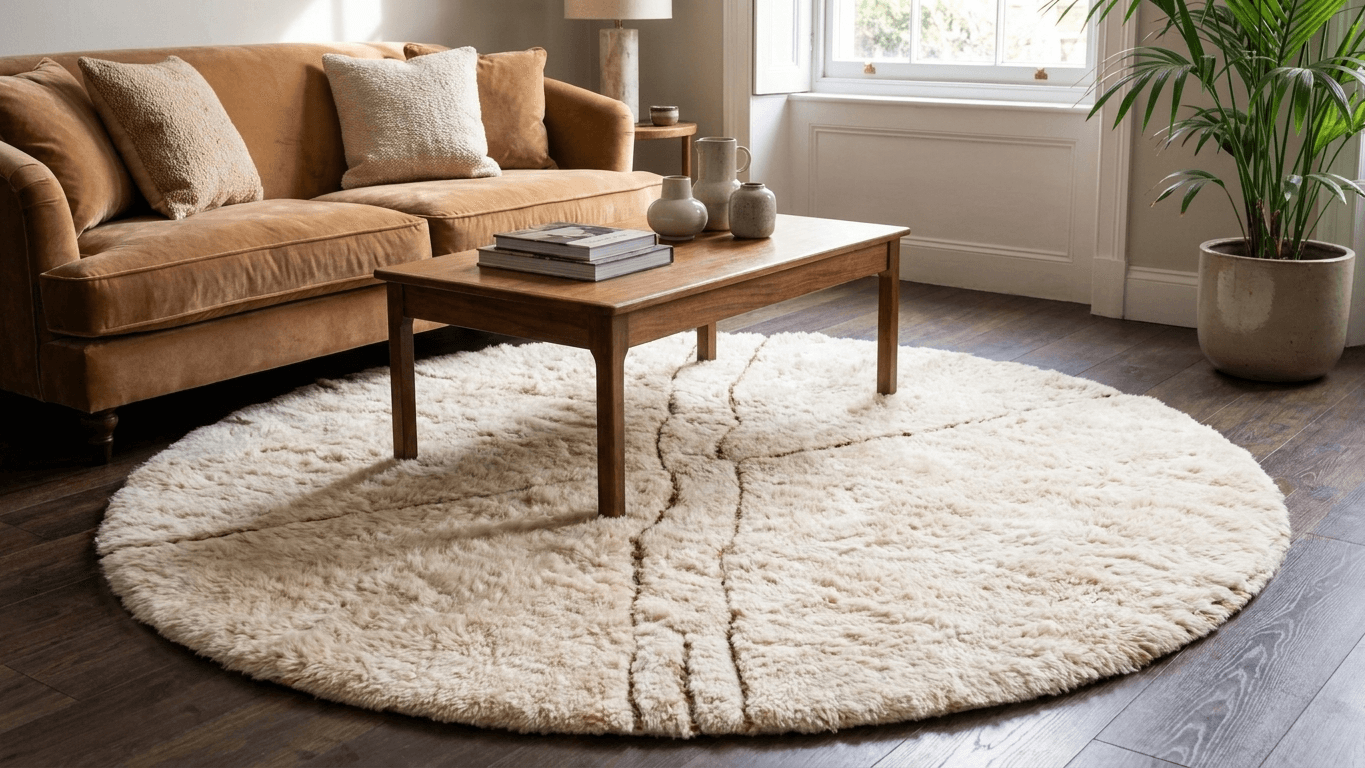 Handmade Wool Rugs Custom Size Boho Beni Mrirt Living Room