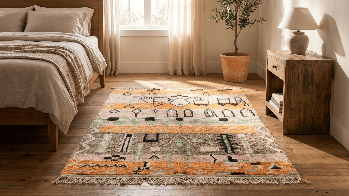Handmade Wool Rugs Boujad Custom Boho Living Room