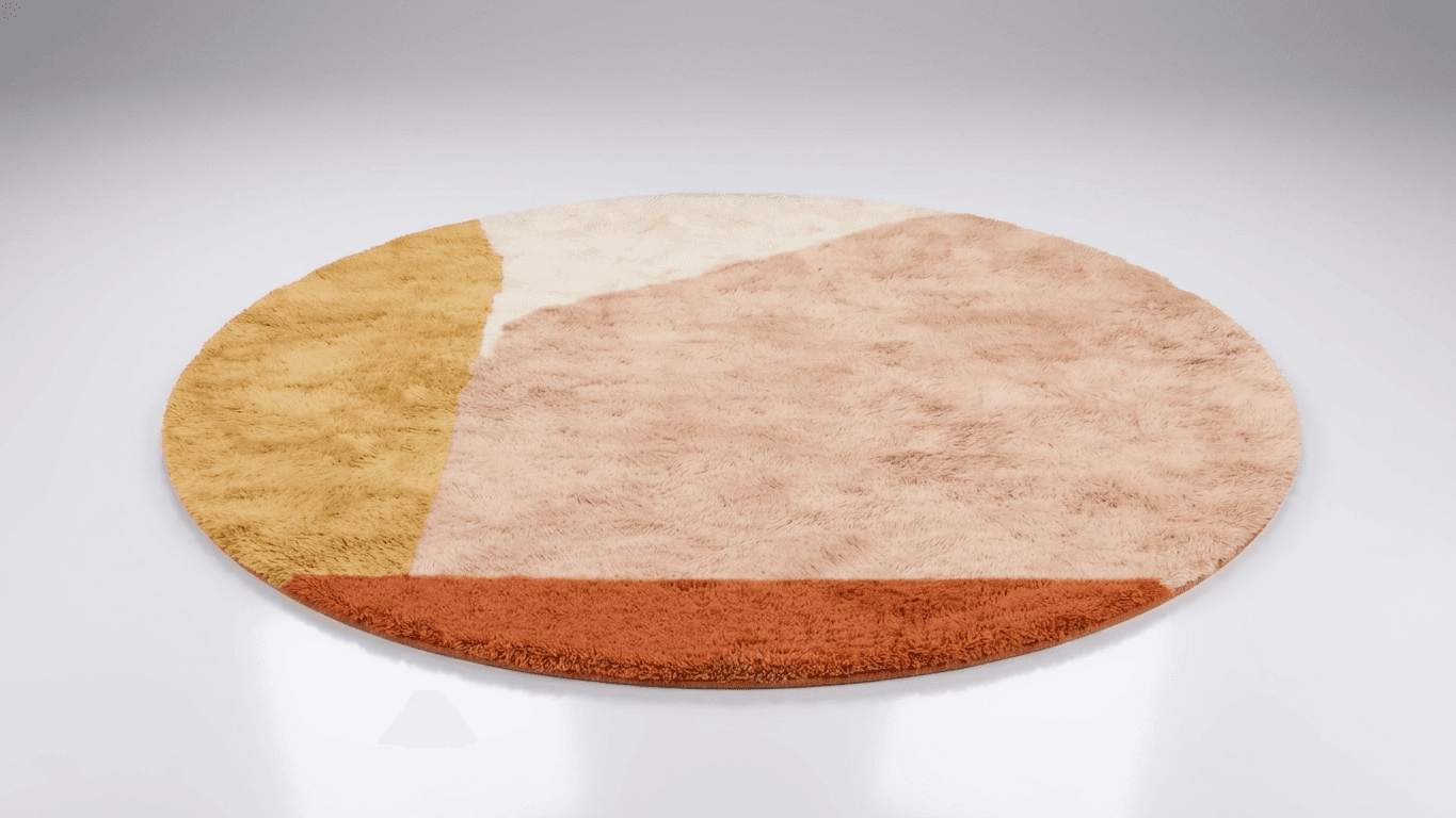 Handmade Wool Rug Beni Mrirt Boho Modern Custom Size Tangerine Dream