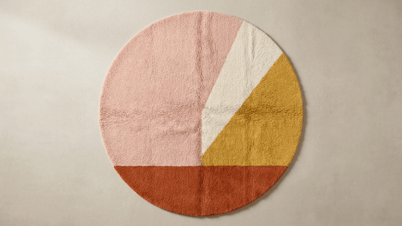 Handmade Wool Rug Beni Mrirt Boho Modern Custom Size Tangerine Dream