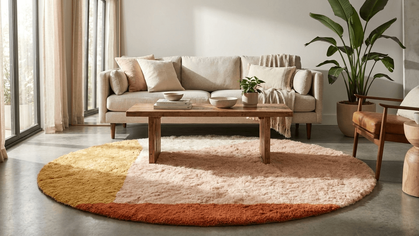 Handmade Wool Rug Beni Mrirt Boho Modern Custom Size Tangerine Dream
