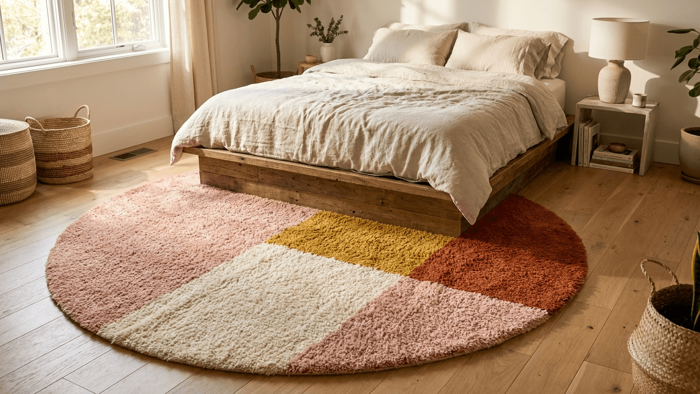 Handmade Wool Rug Beni Mrirt Boho Modern Custom Size Tangerine Dream