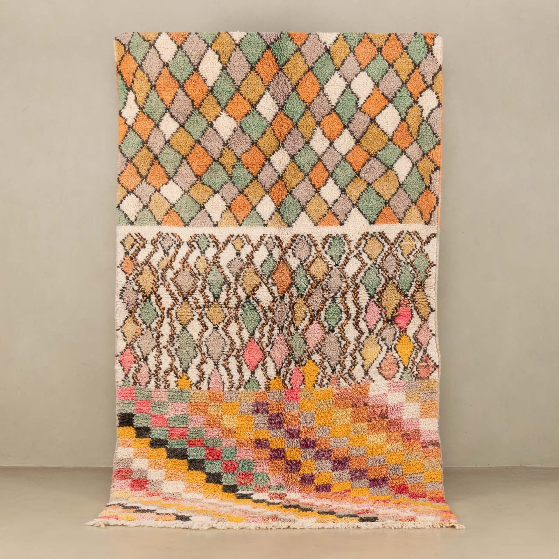 Handmade Wool Boujad Rug Custom Size Boho Decor Living Room