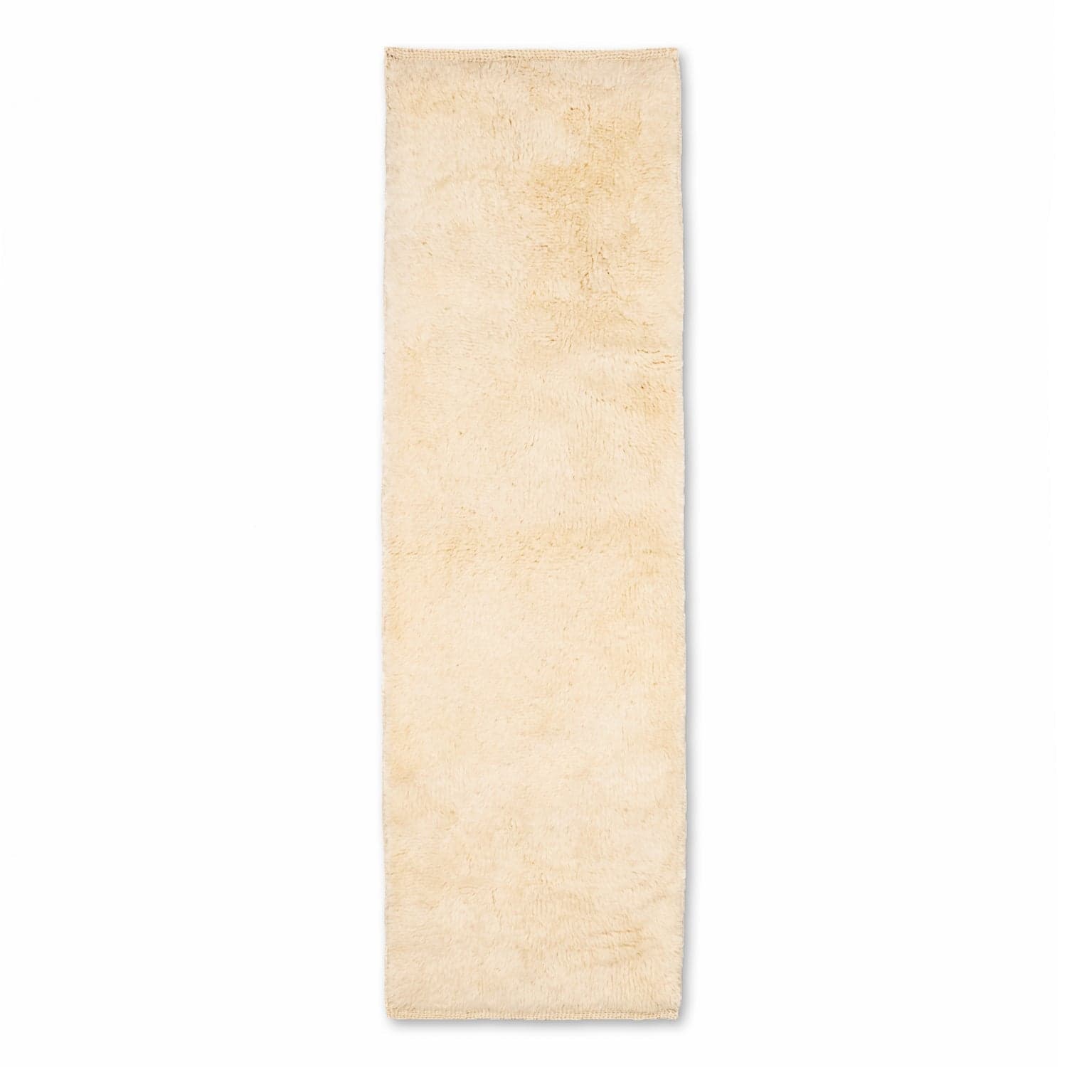 Moroccan Rug Handmade Wool - Ivory Neutral Runner Boho Minimalist Area Rug for Bedroom Hallway Beni Mrirt