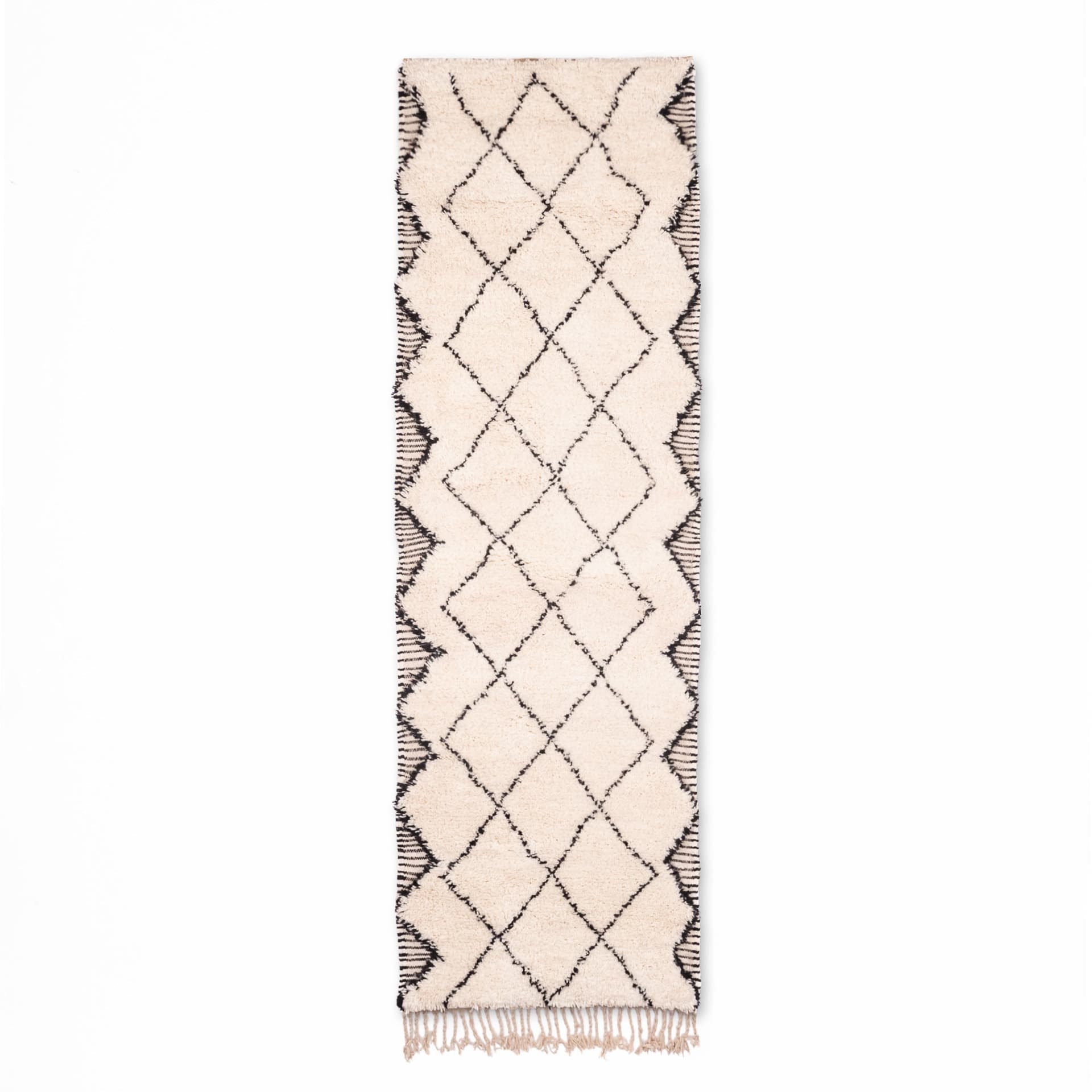 Neutral Geometric Runner Beni Ourain Rug