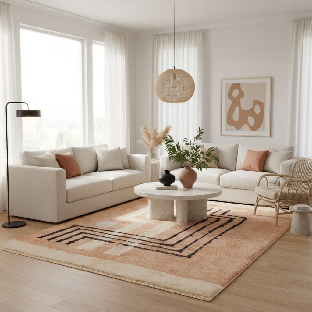 Handmade Wool Rug  Boho Style Living Room Decor