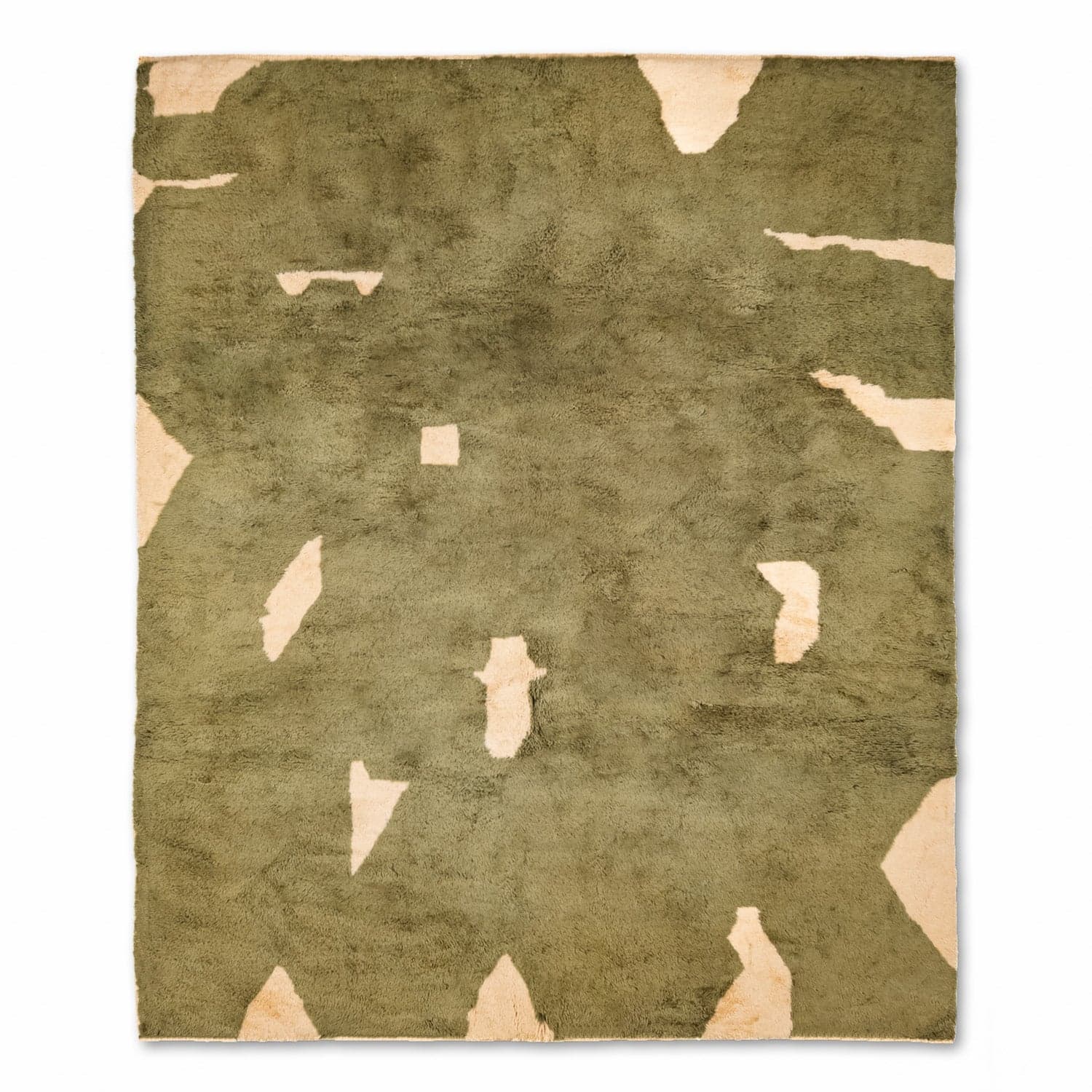 Moroccan Rug Handmade Wool - Olive Green Neutral Modern Boho Area Rug for Living Room Bedroom - Beni Mrirt
