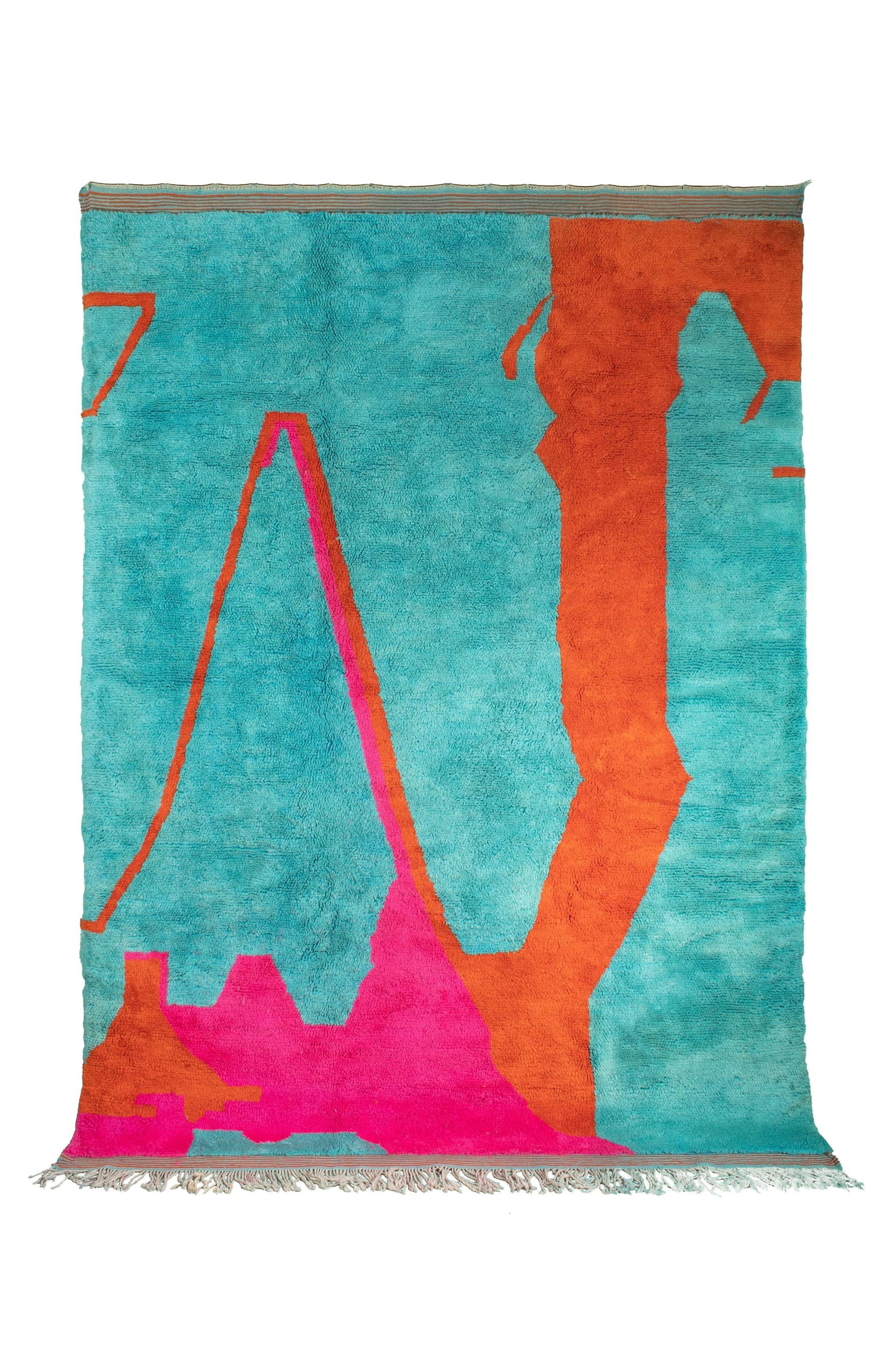 Turquoise Abstract Beni Mrirt Rug